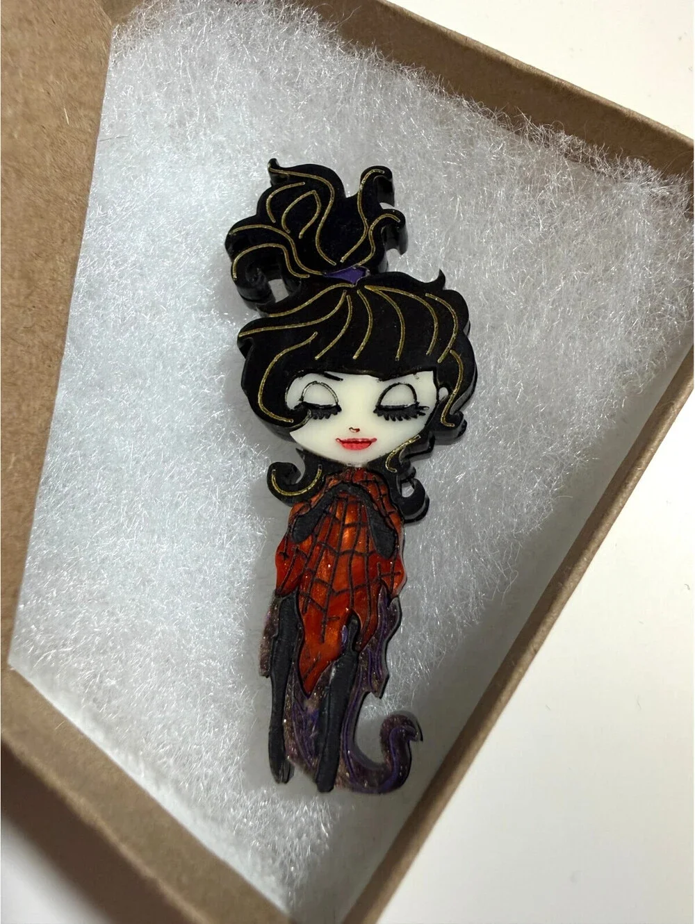 Lydia Brooch - Daisy Jean Floral BEETLEJUICE Parody Acrylic Pin Halloween Gothic